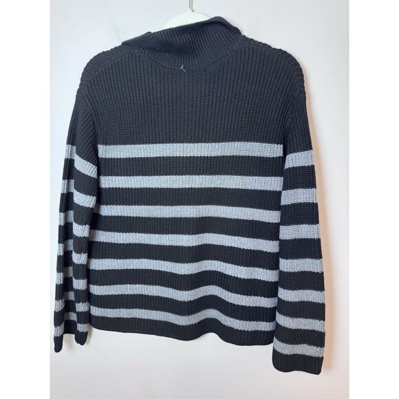 English Factory STRIPED HALF-ZIP SWEATER Grey/black Womens Sz XS NEW - Picture 13 of 15